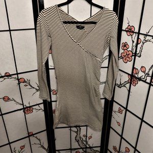 Obey Stripped White Black Stretchy Tunic Size 6